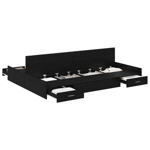 vidaXL Cadre de lit avec rangement avec tiroir Ch&ecirc;ne noir 135 x 190 cm