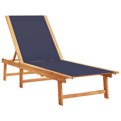 vidaXL Chaises longues lot de 2 bleu bois d'acacia solide et textilène