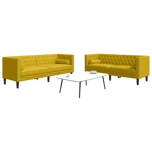 vidaXL Ensemble de canap&eacute; Chesterfield et traversins 2 pcs velours