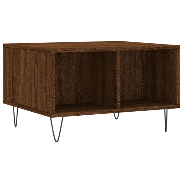 vidaXL Table basse Ch&ecirc;ne marron 60x50x36,5 cm Bois d'ing&eacute;nierie