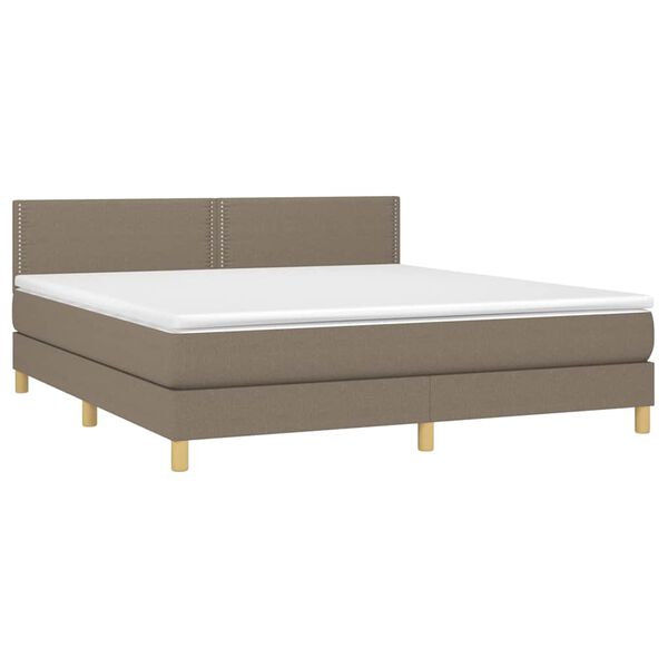 vidaXL Sommier &agrave; lattes de lit avec matelas Taupe 180x200 cm Tissu
