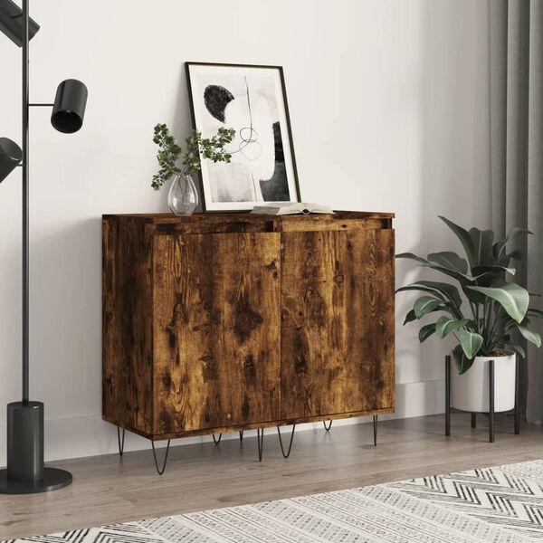 vidaXL Buffets 2 pcs ch&ecirc;ne fum&eacute; 40x35x70 cm bois d'ing&eacute;nierie
