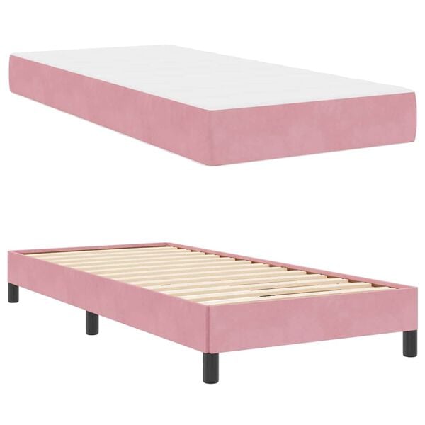 vidaXL Lit &agrave; ressorts avec matelas Rose 100 x 220 cm tissu