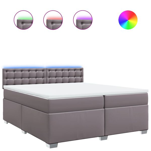 vidaXL Sommier &agrave; lattes de lit avec matelas Gris 200x200 cm Similicuir