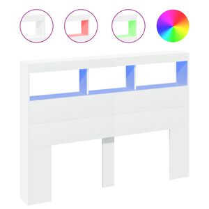 vidaXL Armoire t&ecirc;te de lit avec LED blanc 140x17x102 cm