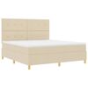 vidaXL Lit &agrave; ressort LED avec matelas Cr&egrave;me 180 x 200 cm tissu