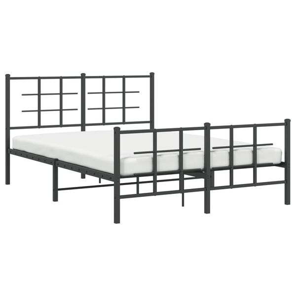 vidaXL Cadre de lit m&eacute;tal sans matelas avec pied de lit noir 140x190cm