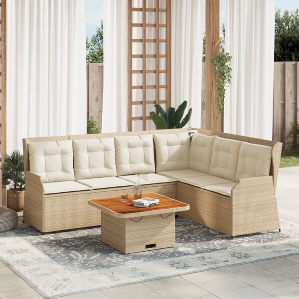 vidaXL Salon de jardin avec coussins 5 pcs beige r&eacute;sine tress&eacute;e