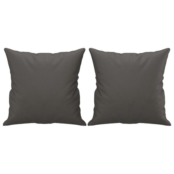 vidaXL Coussins d&eacute;coratifs lot de 2 Gris 40x40 cm Similicuir