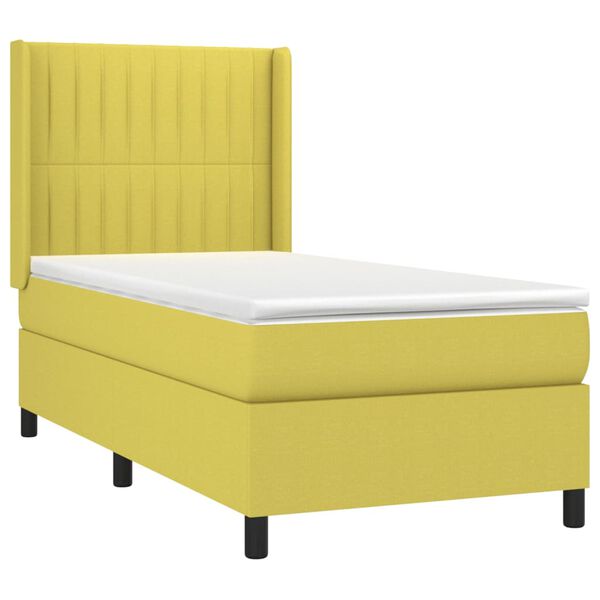 vidaXL Sommier &agrave; lattes de lit matelas et LED Vert 90x200 cm Tissu