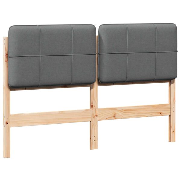 vidaXL T&ecirc;te de lit capitonn&eacute;e Marron et gris clair 135 cm Pin massif