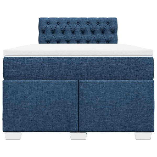 vidaXL Sommier &agrave; lattes de lit avec matelas bleu 120x190 cm tissu