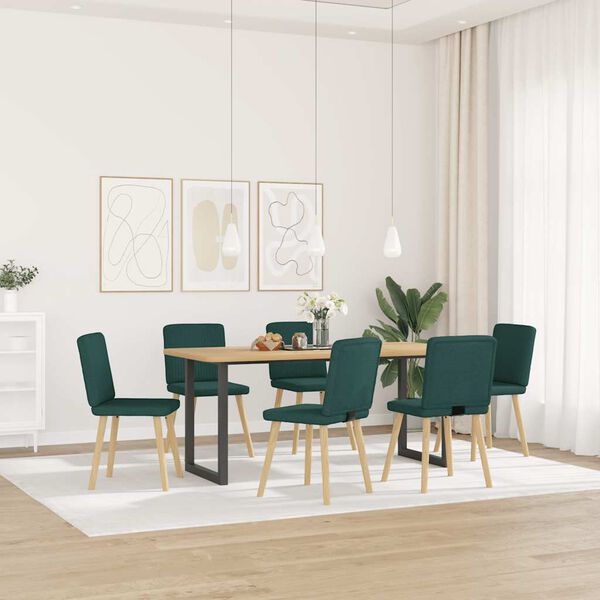 vidaXL Chaises &agrave; manger lot de 6 vert fonc&eacute; tissu