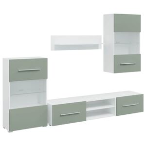 vidaXL Meubles TV avec lumi&egrave;re LED 5 pcs vert olive bois d'ing&eacute;nierie