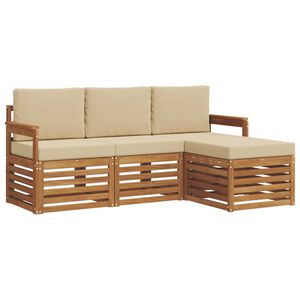 vidaXL Ensemble de canap&eacute;s d'ext&eacute;rieur 4 pc Naturel et Beige
