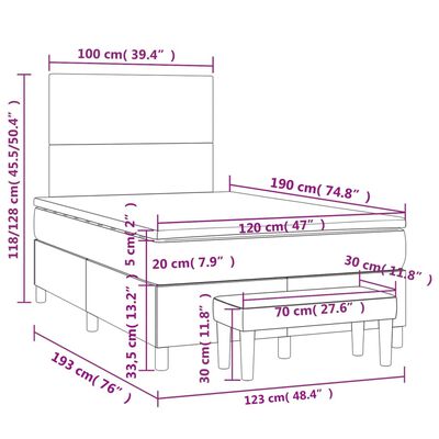 vidaXL Sommier à lattes de lit avec matelas crème 120x190 cm tissu