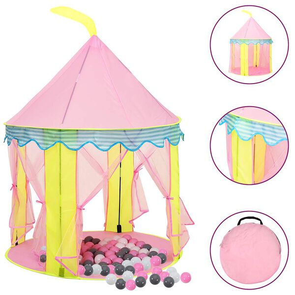 vidaXL Tente de jeu pour enfants avec 250 balles Rose 100x100x127 cm