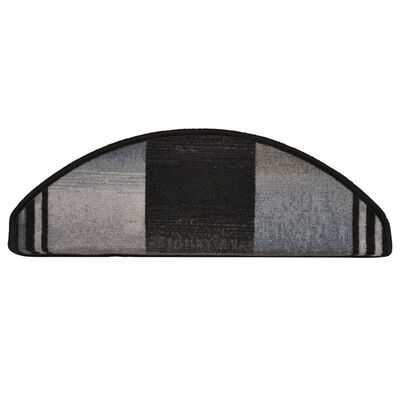 vidaXL Tapis d'escalier autocollants 15 pcs Noir et gris 65x21x4 cm