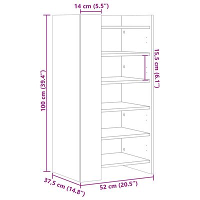 vidaXL Armoire à chaussures sonoma gris 52x37,5x100 cm