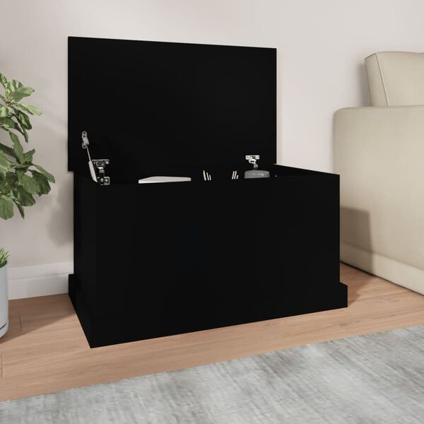 vidaXL Boîte de rangement noir 70x40x38 cm bois d'ingénierie