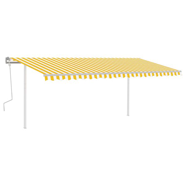 vidaXL Auvent manuel r&eacute;tractable avec poteaux 5x3,5 m Jaune et blanc