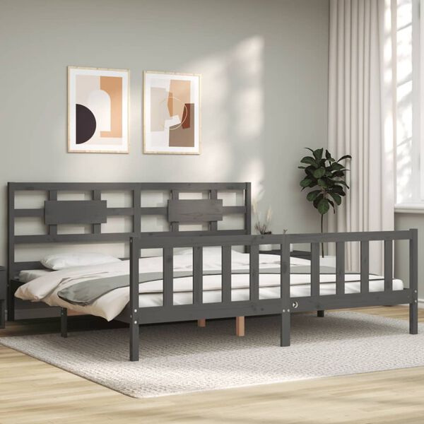vidaXL Cadre de lit sans matelas gris 200x200 cm bois massif de pin