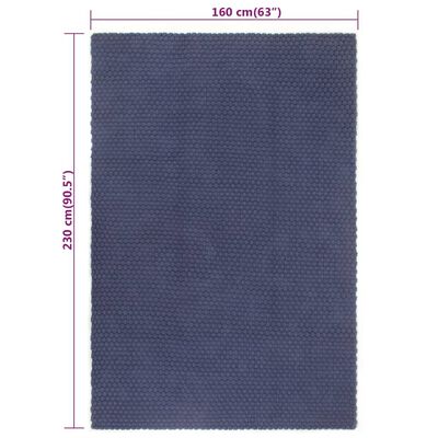 vidaXL Tapis rectangulaire Bleu marine 160x230 cm Coton