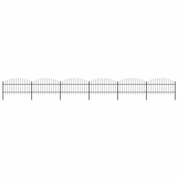 vidaXL Cl&ocirc;ture de jardin avec dessus en forme de lance en acier 1070 x 125 cm Noir