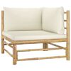 vidaXL Salon de jardin 9 pcs avec coussins blanc cr&egrave;me bambou