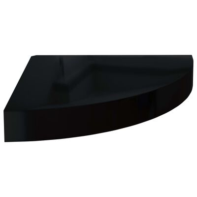 323889 vidaXL Floating Corner Shelf High Gloss Black 25x25x3,8 cm MDF