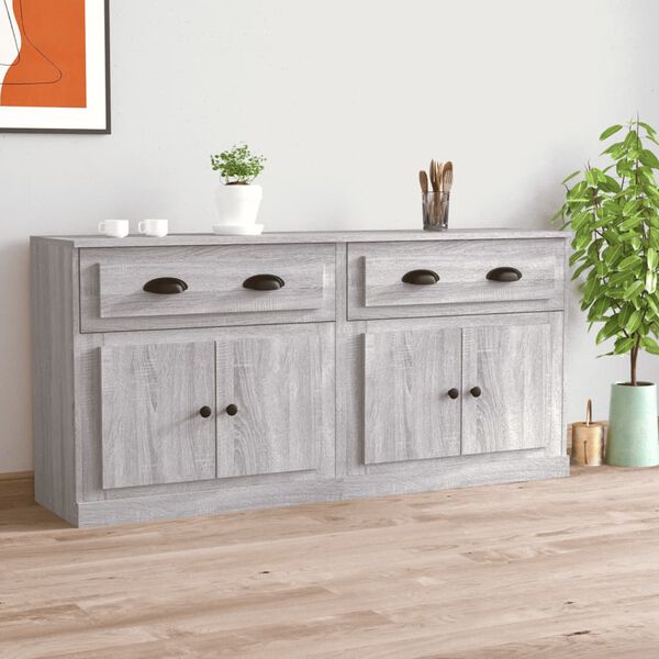 vidaXL Buffets 2 pcs sonoma gris bois d'ing&eacute;nierie