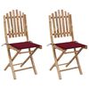 vidaXL Chaises pliantes (lot de 2) avec coussins en bambou