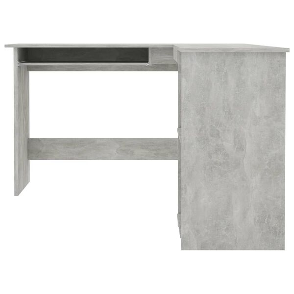 vidaXL Bureau d'angle en forme de L Gris Béton Bois d'ingénierie