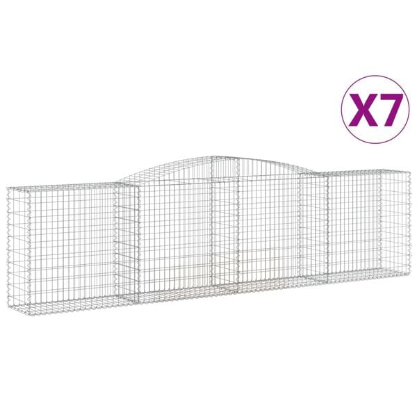 vidaXL Paniers &agrave; gabions arqu&eacute;s 7 pcs 400x50x100/120 cm Fer galvanis&eacute;
