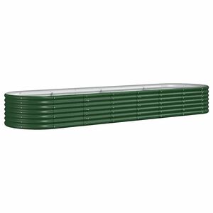 vidaXL Lit sur&eacute;lev&eacute; de jardin Acier galvanis&eacute; 296x80x36 cm Vert