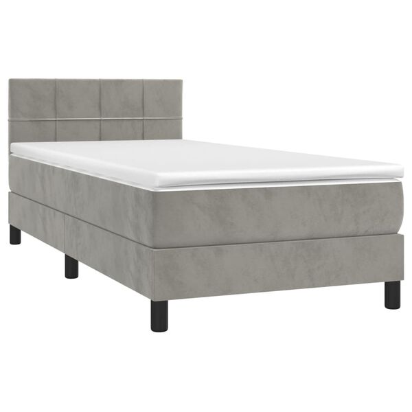 vidaXL Sommier &agrave; lattes de lit avec matelas LED Gris clair 100x200 cm