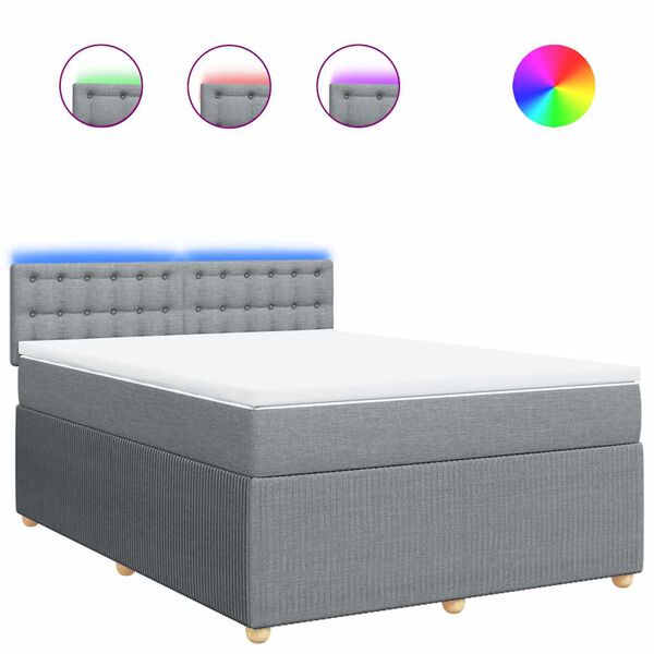 vidaXL Sommier &agrave; lattes de lit avec matelas Gris clair 140x200cm Tissu