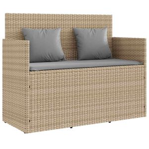 vidaXL Banc de jardin avec coussins beige r&eacute;sine tress&eacute;e
