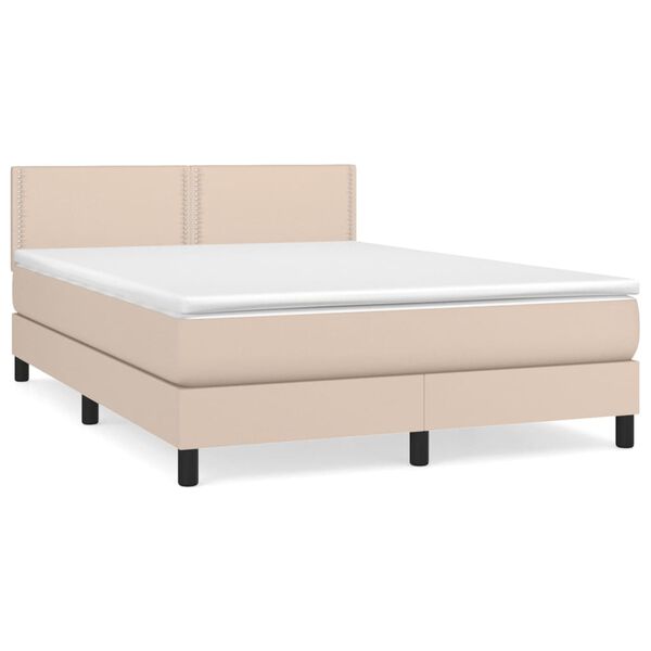 vidaXL Sommier &agrave; lattes de lit avec matelas Cappuccino 140x200 cm