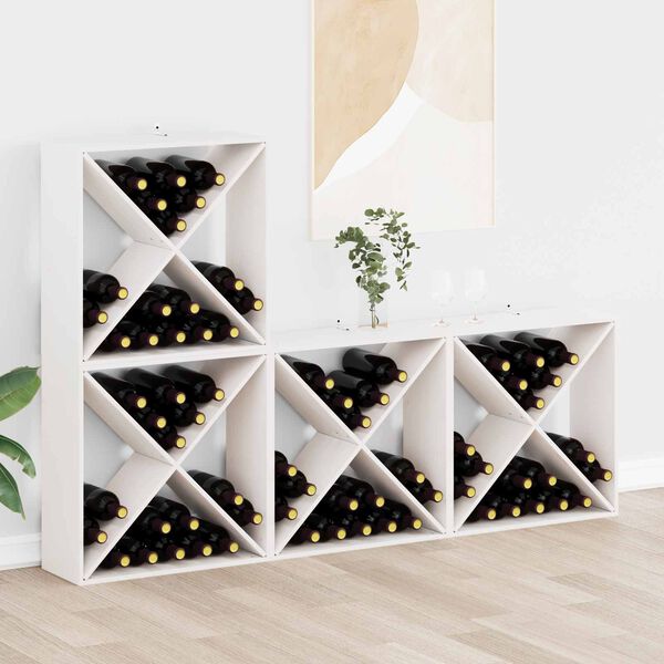vidaXL &Eacute;tag&egrave;re &agrave; vin 4 pcs Blanc 62 x 25 x 62 cm Pin massif