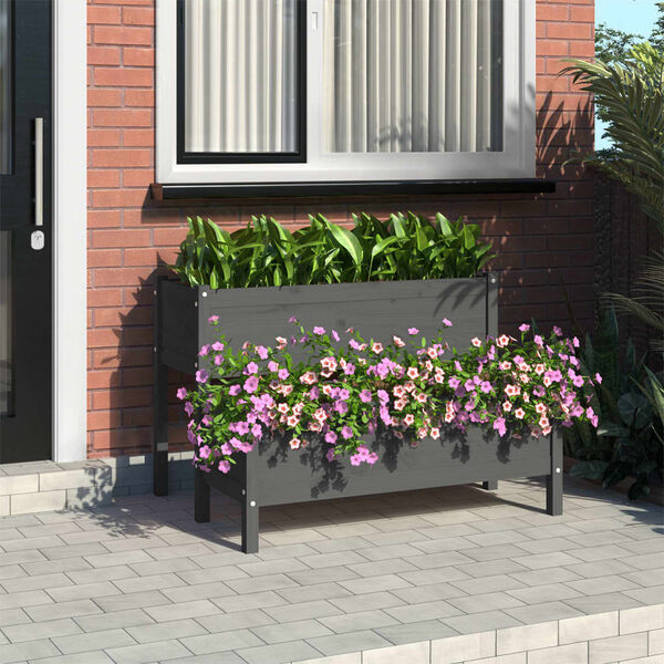 vidaXL Jardini&egrave;re Gris 110x84x75 cm Bois massif de pin