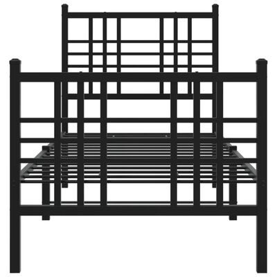 vidaXL Cadre de lit métal sans matelas avec pied de lit noir 75x190 cm