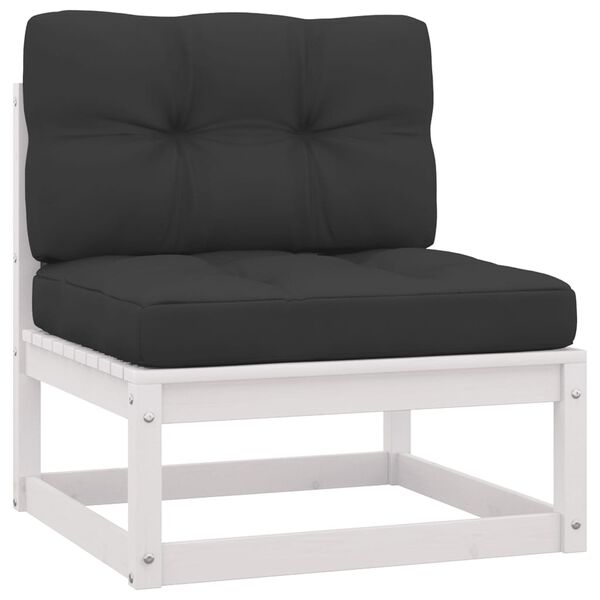 vidaXL Salon de jardin 14 pcs avec coussins Blanc Bois de pin massif