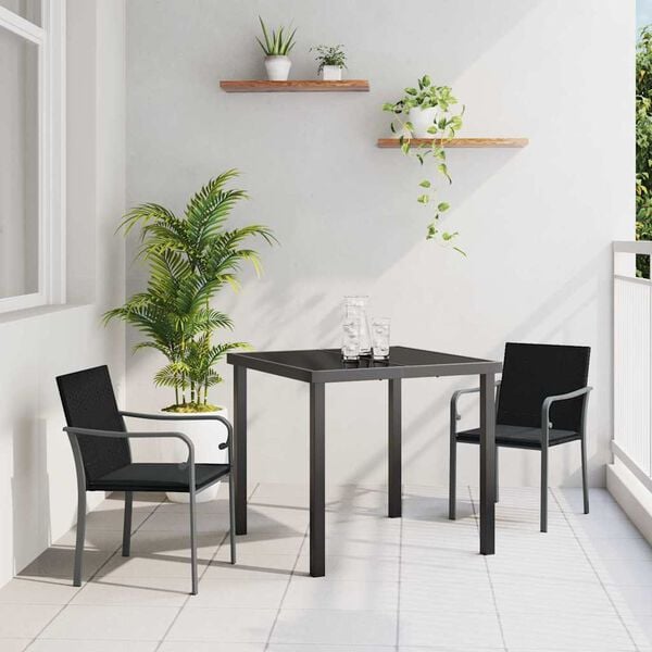 vidaXL Ensemble de salle à manger pour jardin 3 pcs Noir et gris