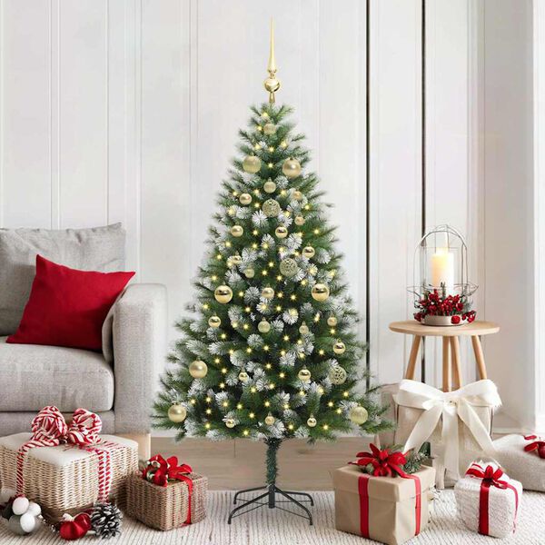 vidaXL Sapin de No&euml;l artificiel &agrave; charni&egrave;re avec neige en flocons