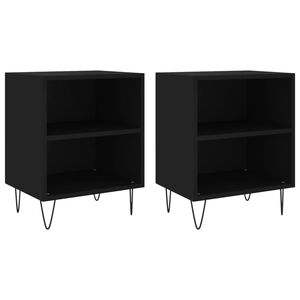 vidaXL Tables de chevet 2 pcs noir 40x30x50 cm bois d'ing&eacute;nierie
