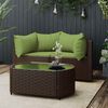 vidaXL Salon de jardin 3 pcs avec coussins marron r&eacute;sine tress&eacute;e