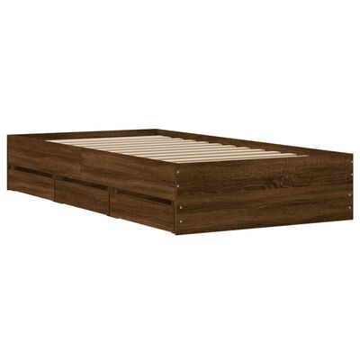 vidaXL Cadre de lit avec tiroirs sans matelas chêne marron 90x190 cm