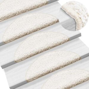 vidaXL Tapis d'escalier 15 pi&egrave;ces 56 x 17 x 3 cm Blanc Demi-rond