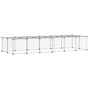 vidaXL Cage animaux de compagnie &agrave; 28 panneaux et porte Noir 210x70x35 cm